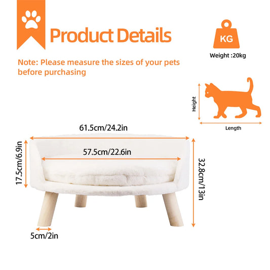 Luxury Cat Bed Soft Warm Plush Fabric Pet Nesting Chair