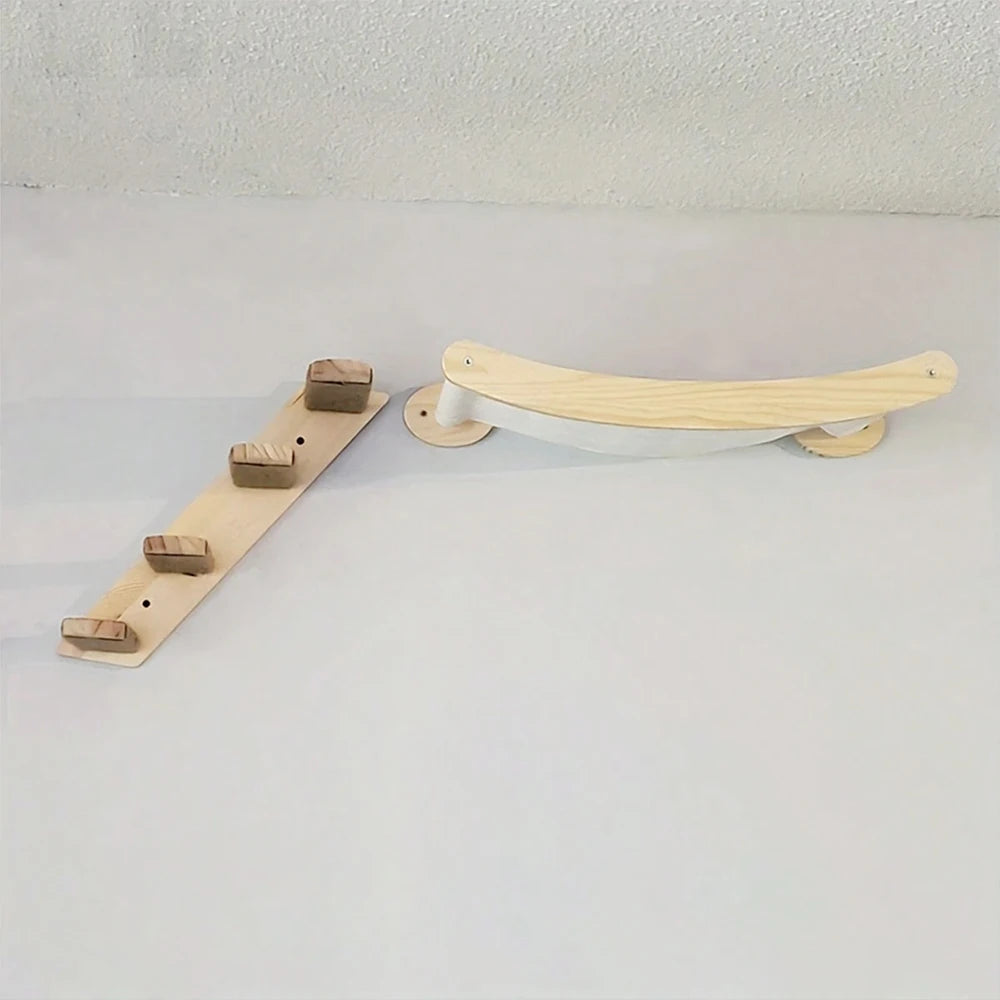 Cat Hammock and Stairway with Sisal Rope Wall Mounted Shelf