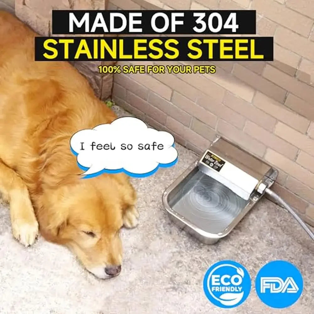 Stainless Steel Automatic Water Dispenser Bowl 88oz Dogs Livestock Outdoor Use