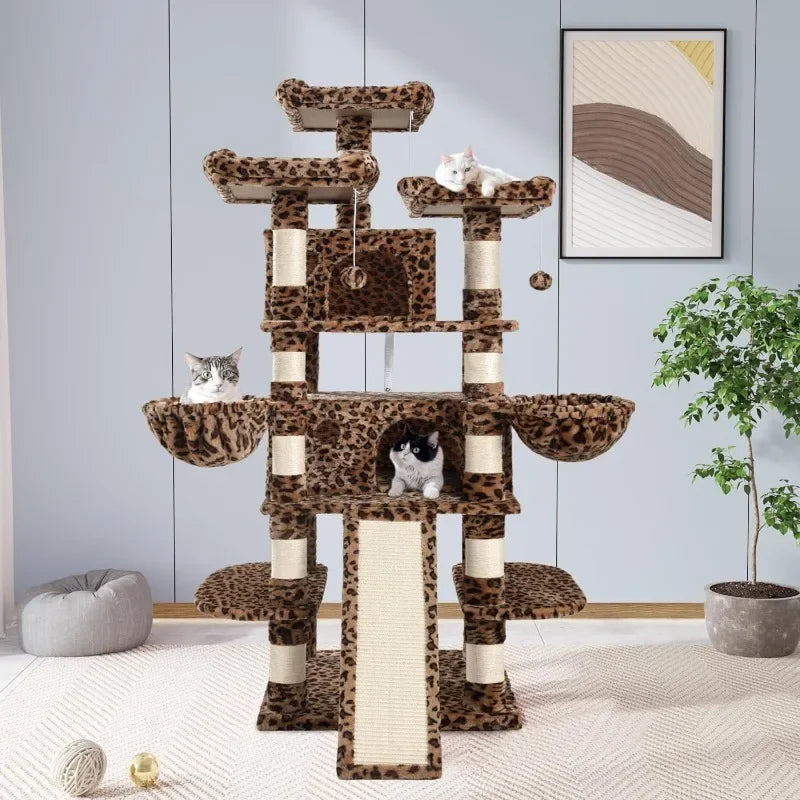 68 Inch Cat Tree with scratching posts and condos