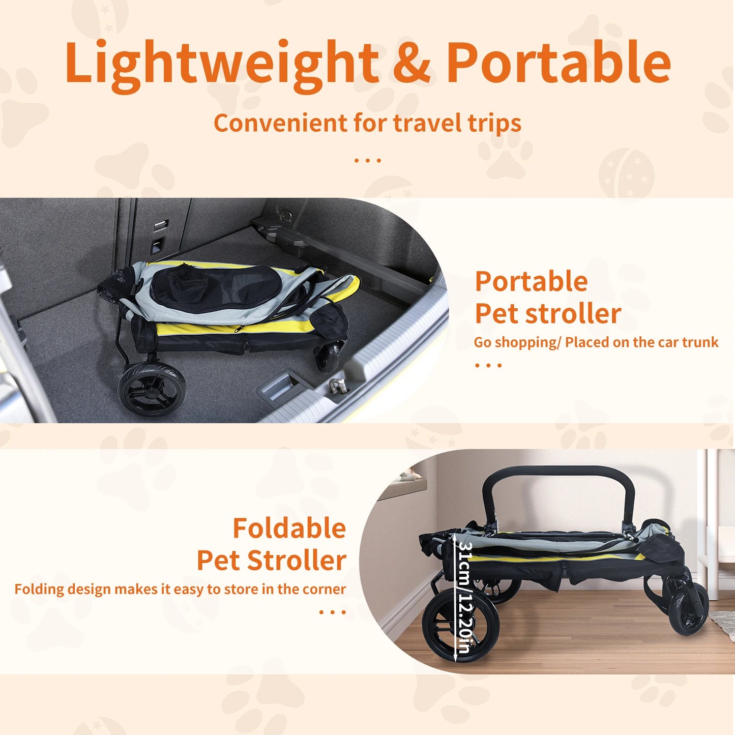 Car Seat 2-in-1 Travel Bracket Pet Travel Cart Portable