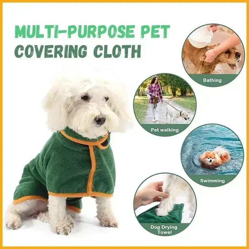 1pc Pet Bathrobe Fast Drying Towel Microfiber Grooming Coat