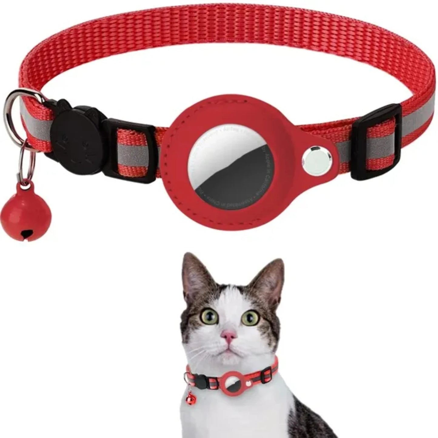 Airtag Case Cat Collar With Bell Reflective Nylon Dog GPS Tracker