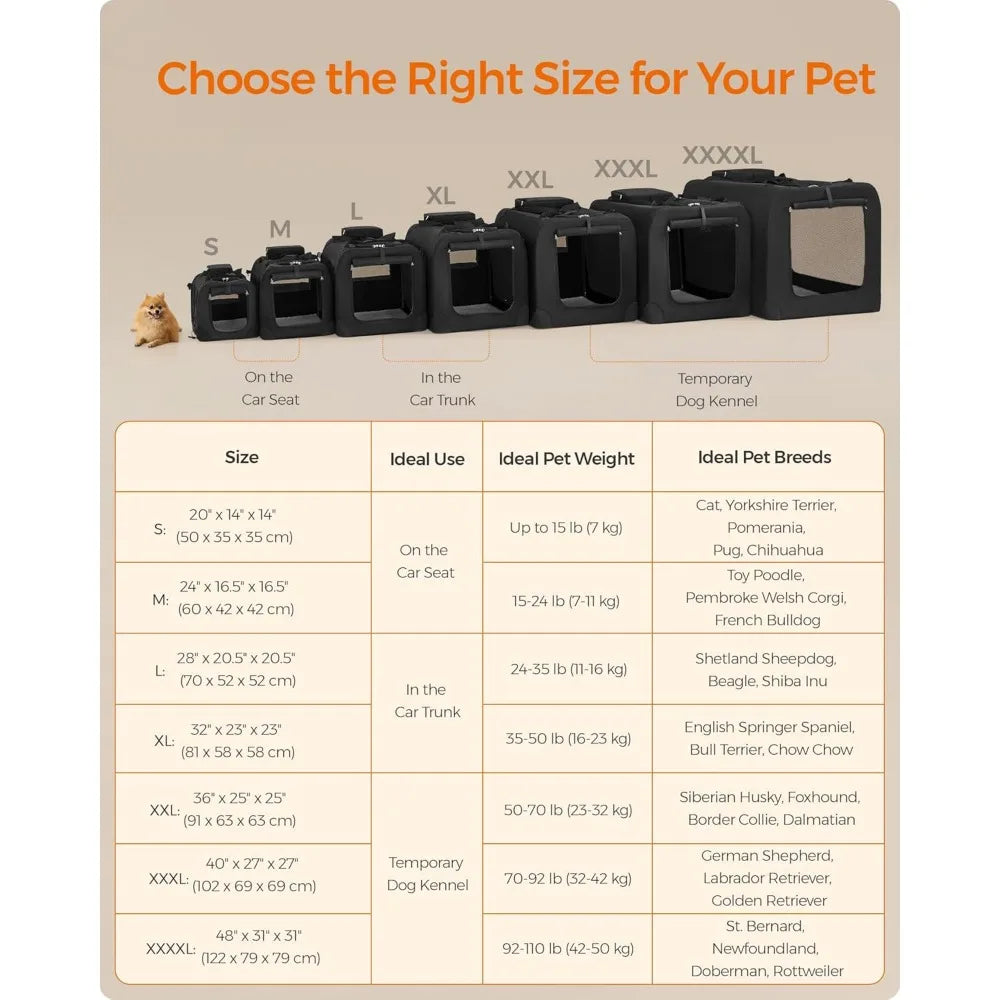 Collapsible Soft Dog Crate, Portable Travel Dog Carrier Kennel