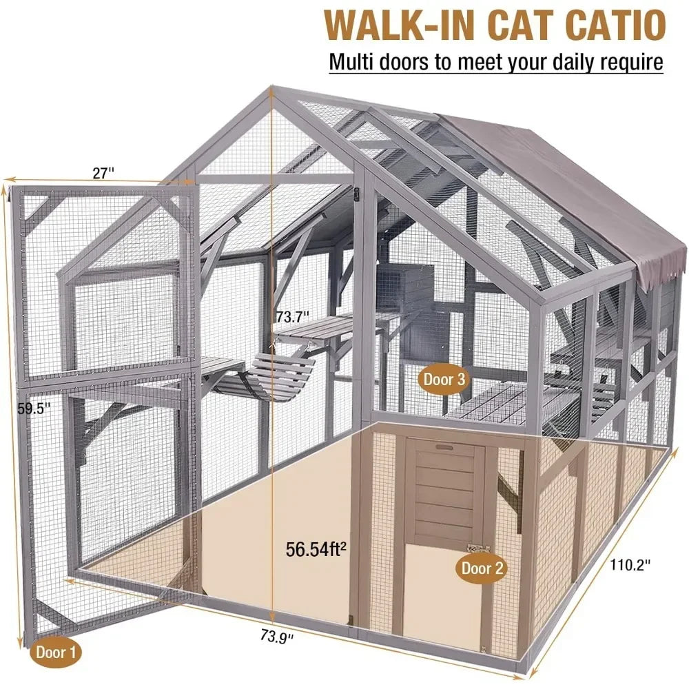 Cat House, Outdoor Cat House Enclosures 110" Large Playpen
