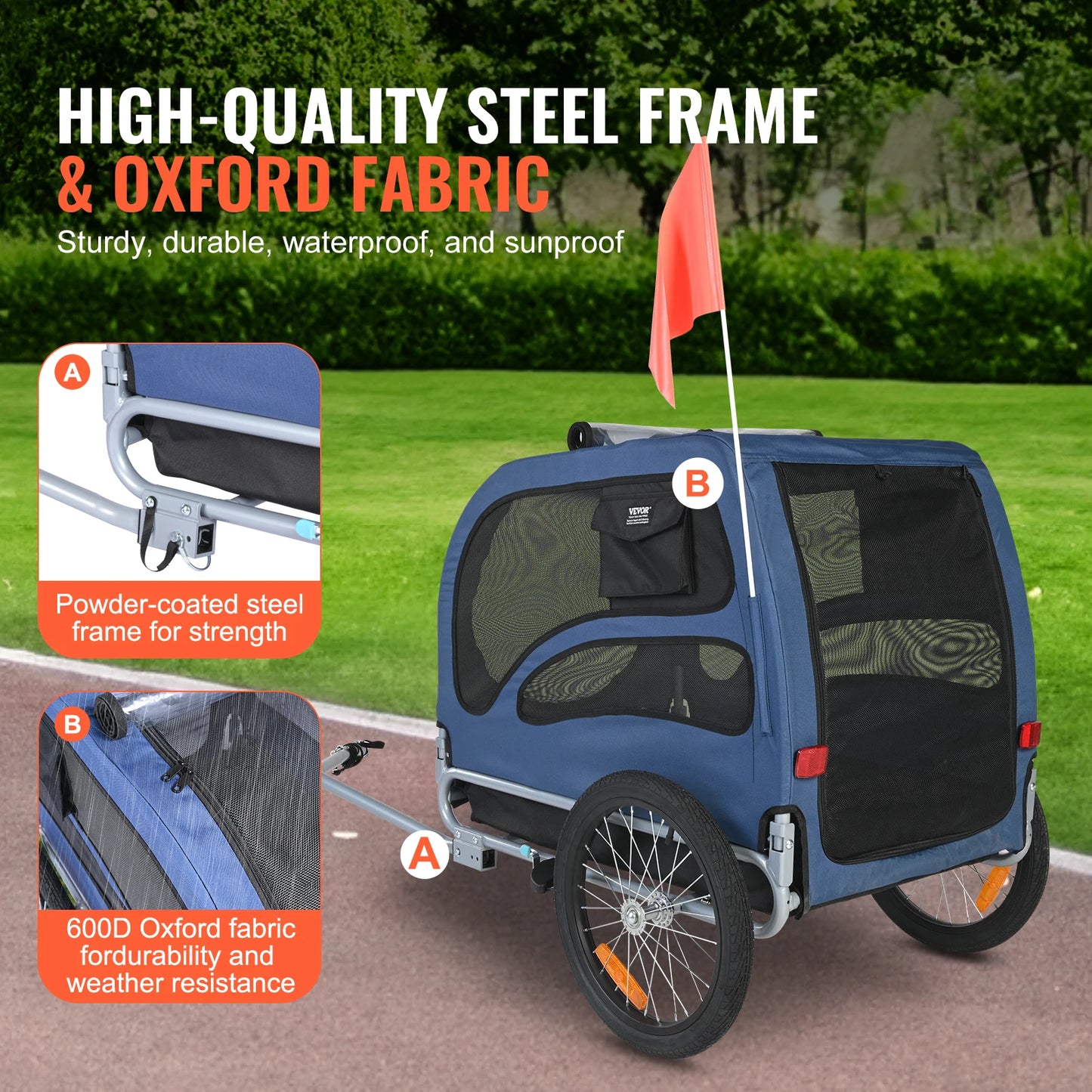 VEVOR 100 lbs Pet Cart Bicycle Carrier Dog Bike Trailer