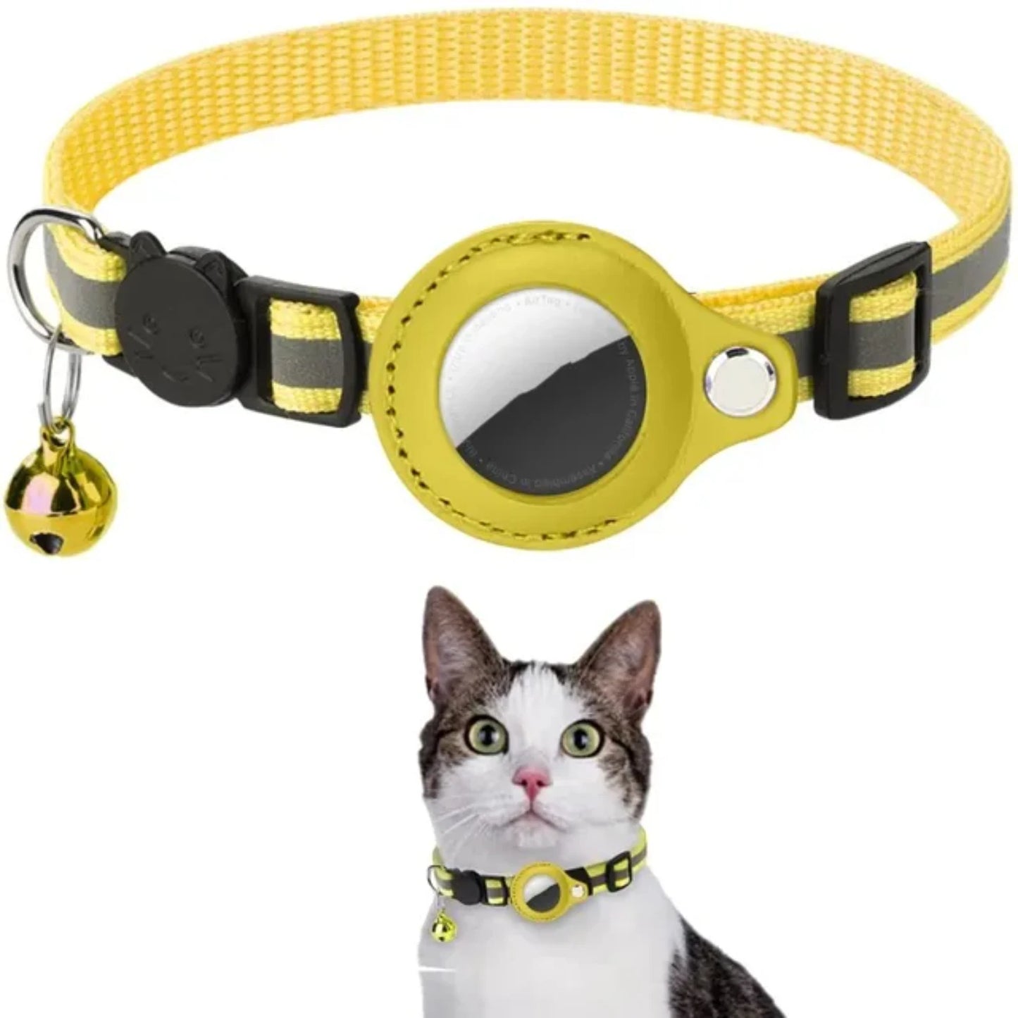 Airtag Case Cat Collar With Bell Reflective Nylon Dog GPS Tracker