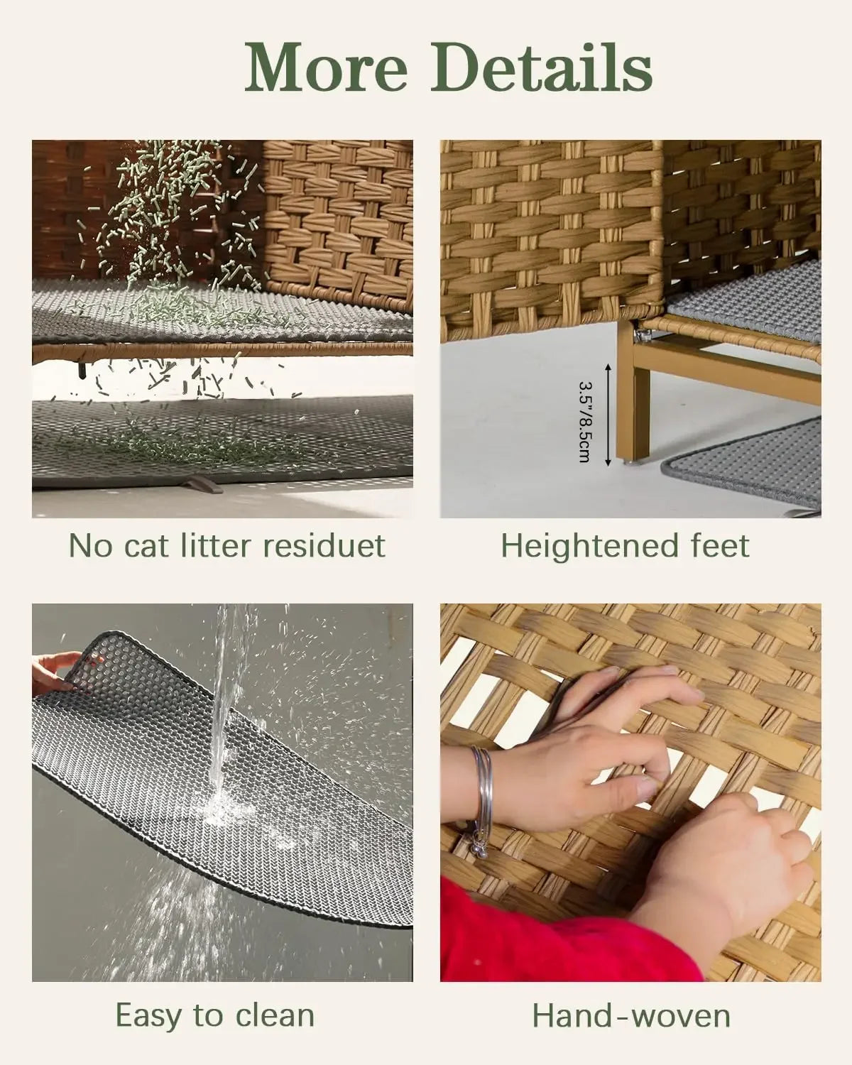Cat Litter Box Enclosure with Scratch Pad, Hidden Storage