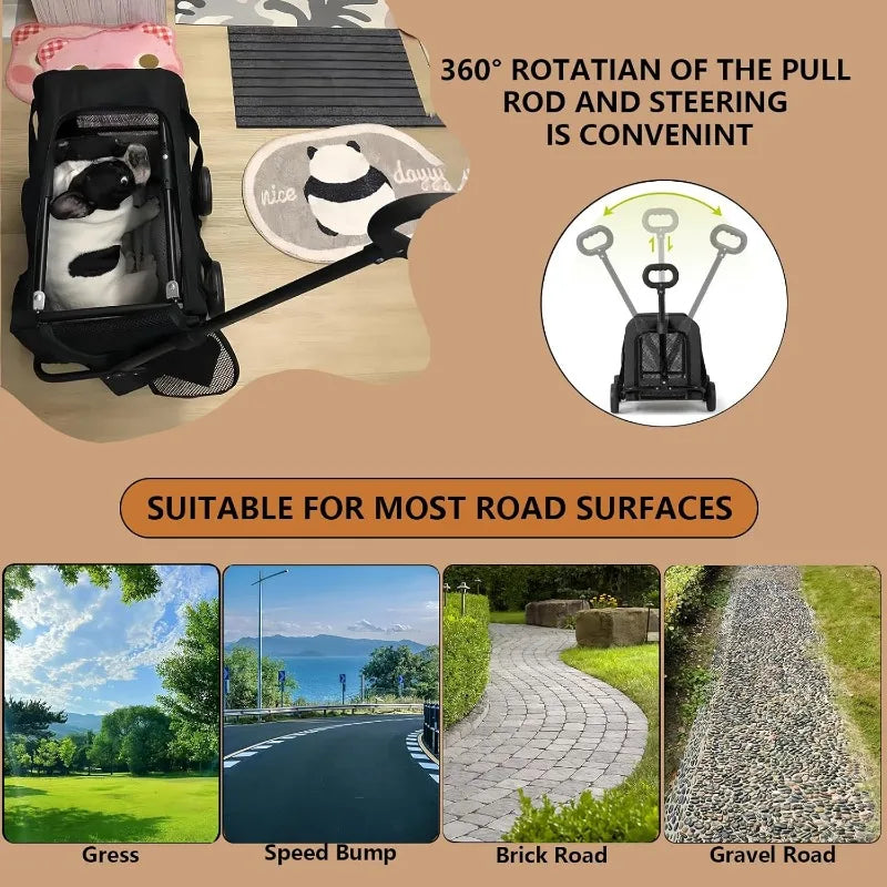 Pet Stroller for Small Dogs Foldable Dog Carrier with Mesh
