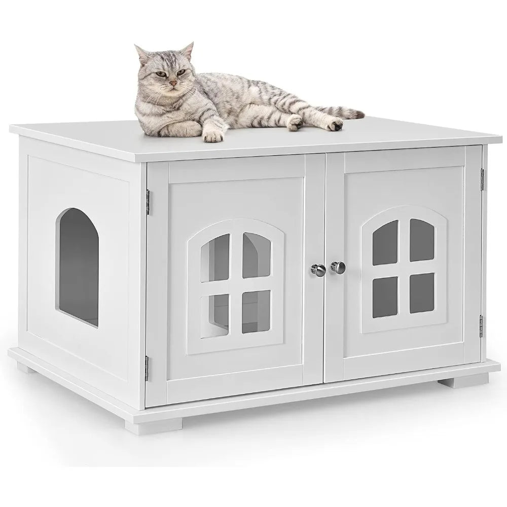 Cat Litter Box Enclosure, Nightstand Cat House Bench