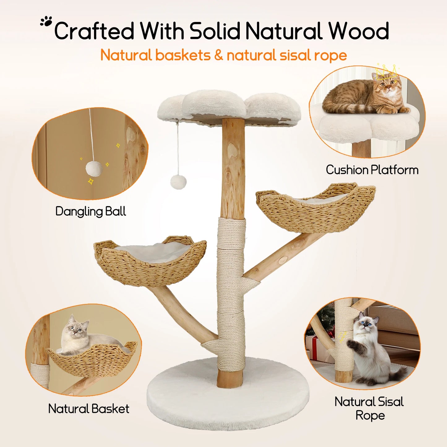 Bingopaw Cat Tree Tower Condo Furniture Scratch Post Play