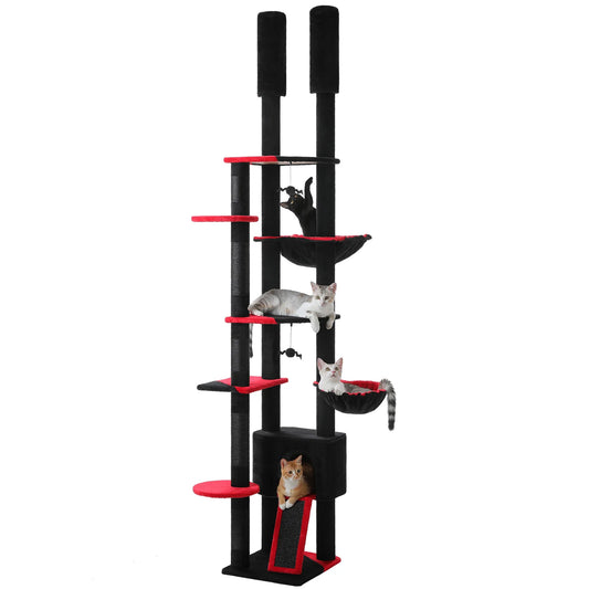 Floor to Ceiling Tall Cat Tree with Cozy Condo Hammock
