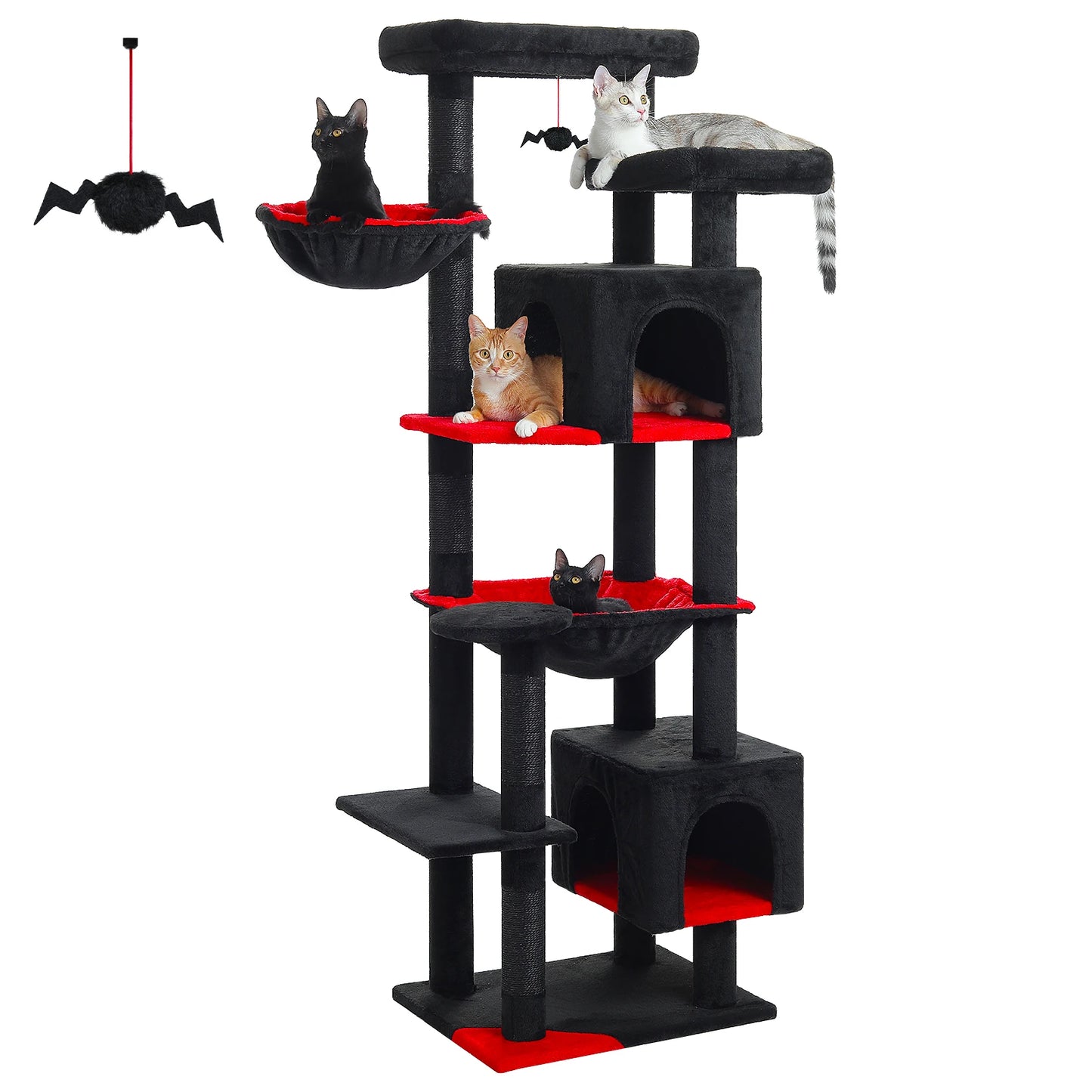 Tall Cat Tree for Indoor Cats Big Cat Tower Black