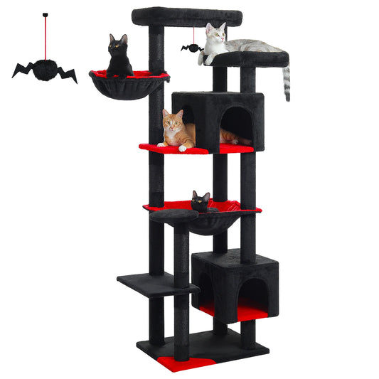 Tall Cat Tree for Indoor Cats Big Cat Tower Black