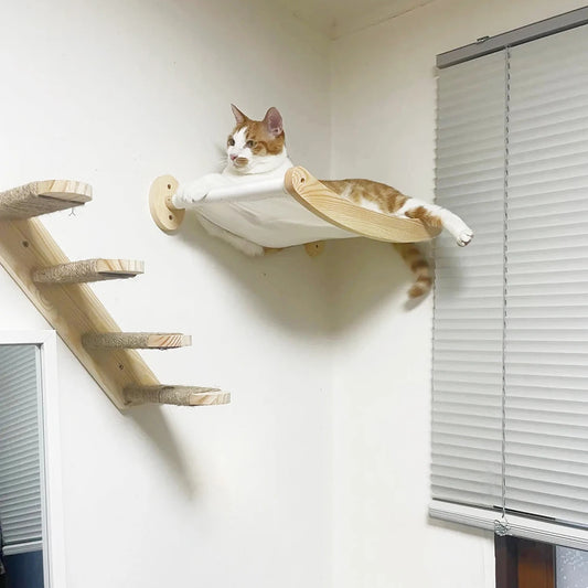 Cat Hammock and Stairway with Sisal Rope Wall Mounted Shelf