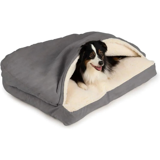 Cozy Cave Rectangle Dog Bed - Covered Calming Bed for Medium Large Dogs