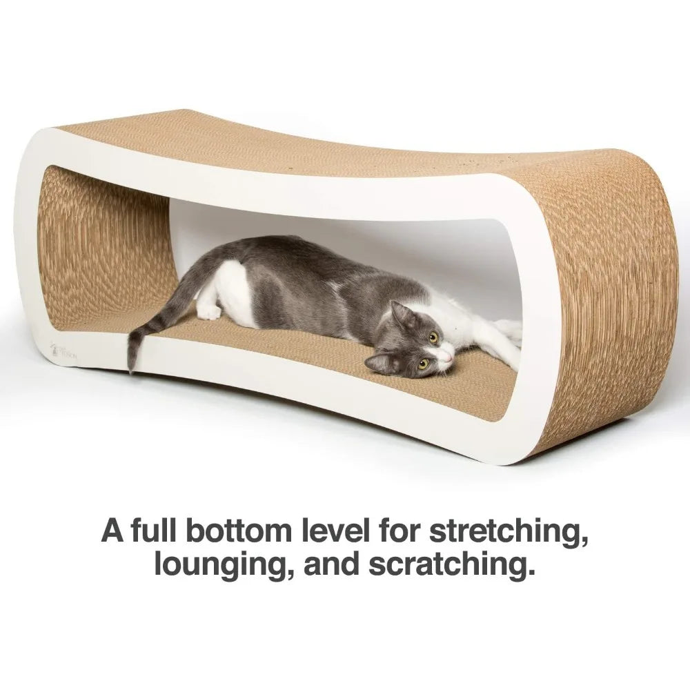 Jumbo Cat Scratcher Lounge, White, Scratch Play Perch Hide