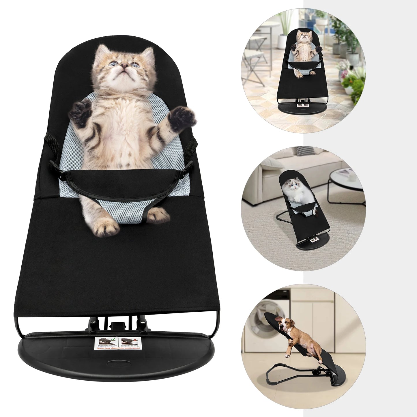Black Pet Rocking Chair Hardcover Fabric Rocker Bed Under 33.07 Lb