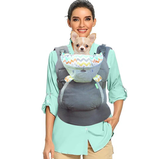 Ergonomic pet carrier for dogs and cats, fashion designer front pack carrier for dogs