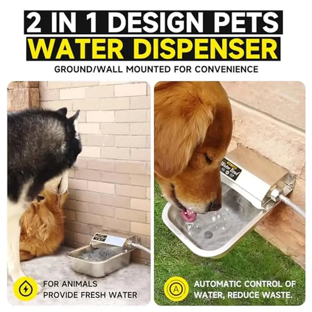 Stainless Steel Automatic Water Dispenser Bowl 88oz Dogs Livestock Outdoor Use