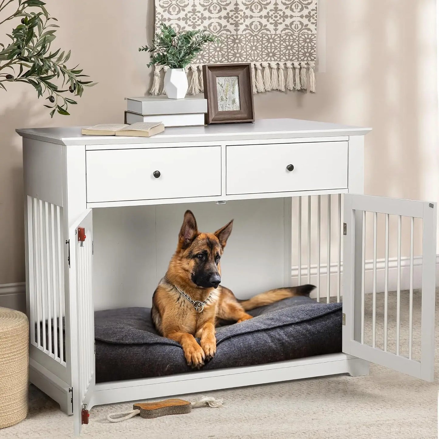 44 Inch Large Dogs Crate Furniture Wooden Dog Kennel End Table