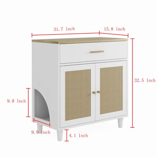Cat Litter Box Enclosure with Scratch Pad, Hidden Storage