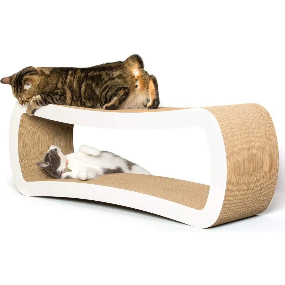 Jumbo Cat Scratcher Lounge, White, Scratch Play Perch Hide