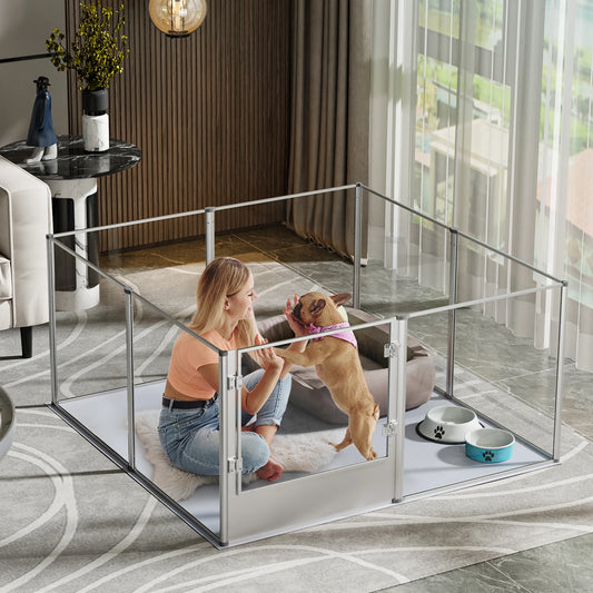 Acrylic Dog Playpen Fence with Waterproof Fertility Pad