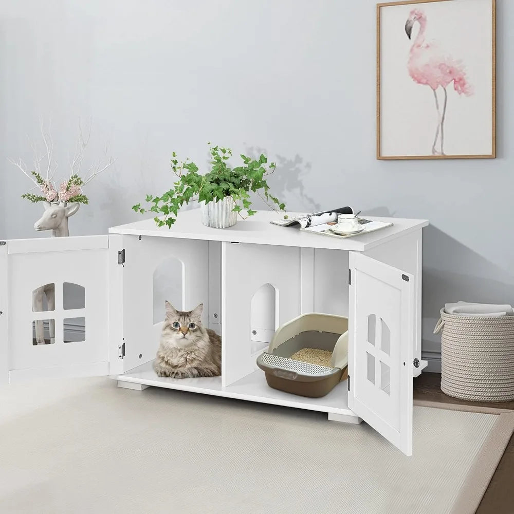 Cat Litter Box Enclosure, Nightstand Cat House Bench