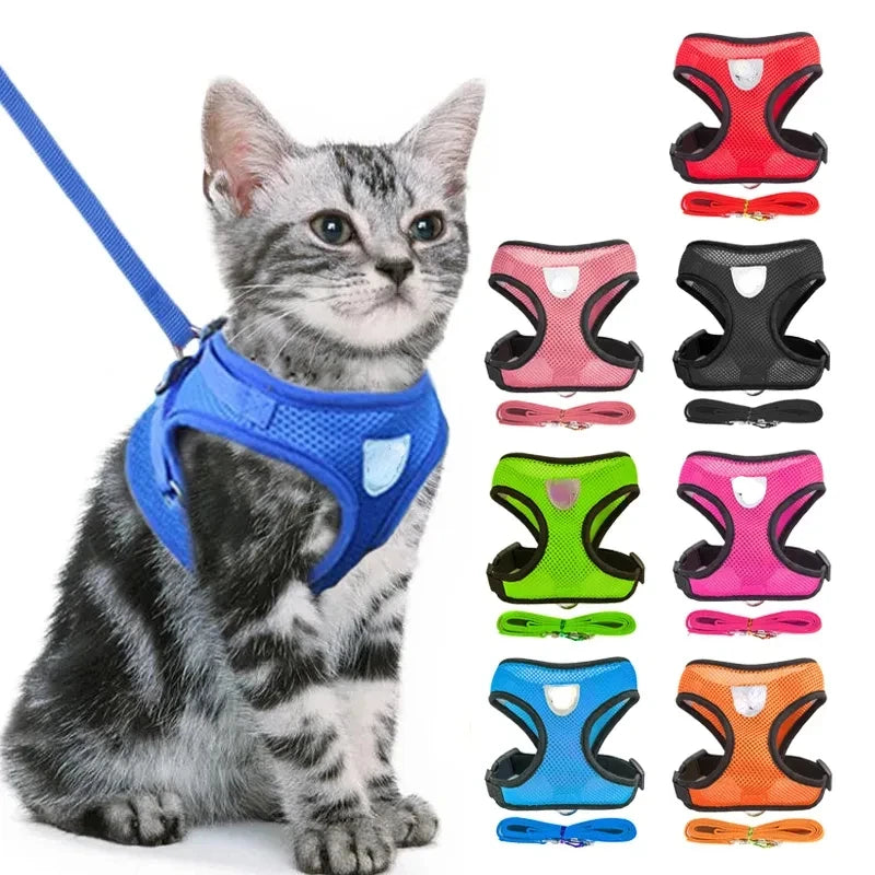 Adjustable Cat Dog Vest Walking Harness for Safe Outings