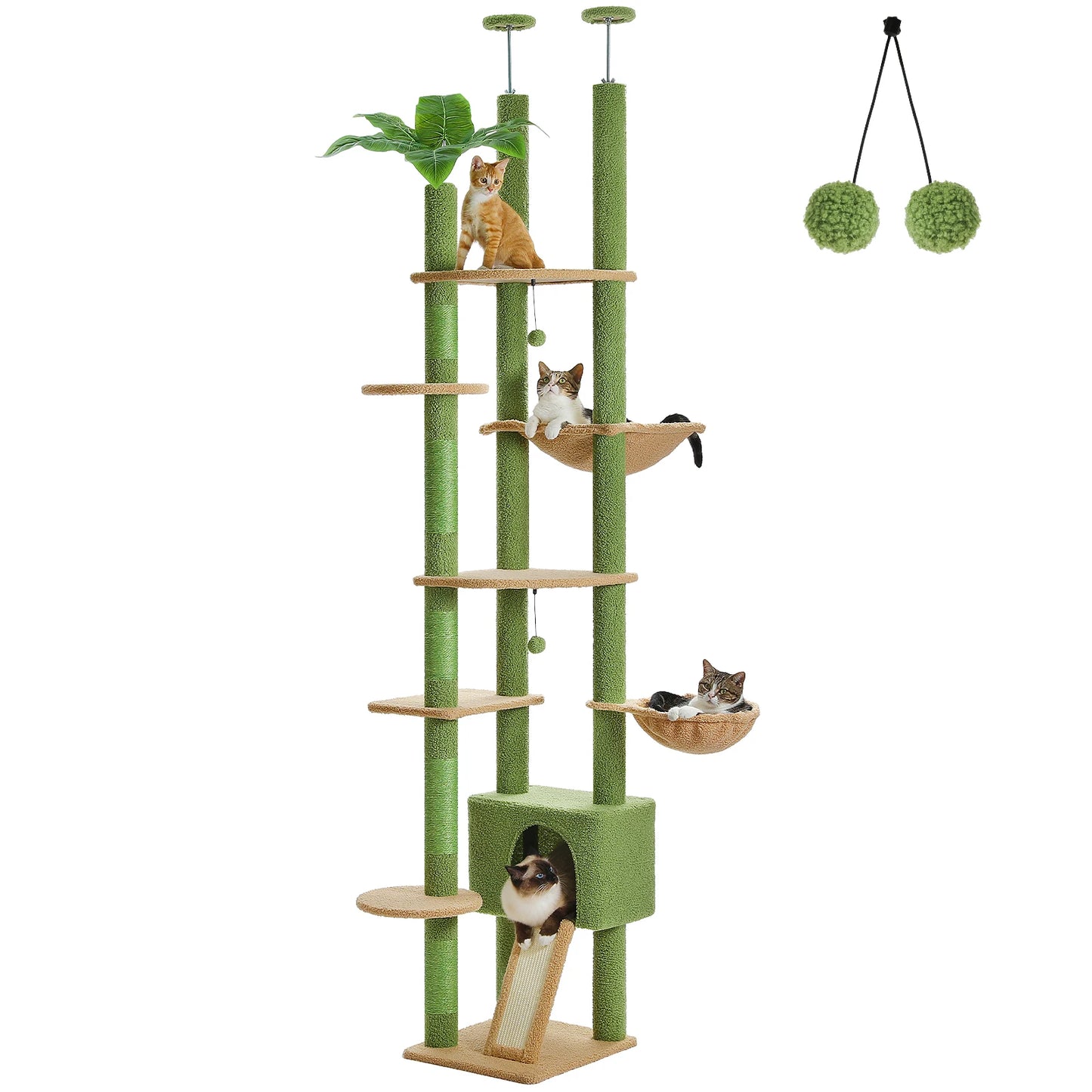 Cactus Cat Tree Floor to Ceiling Cat Tower Adjustable Height