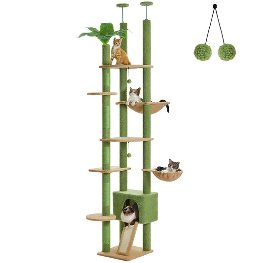 Cactus Cat Tree Floor to Ceiling Cat Tower Adjustable Height