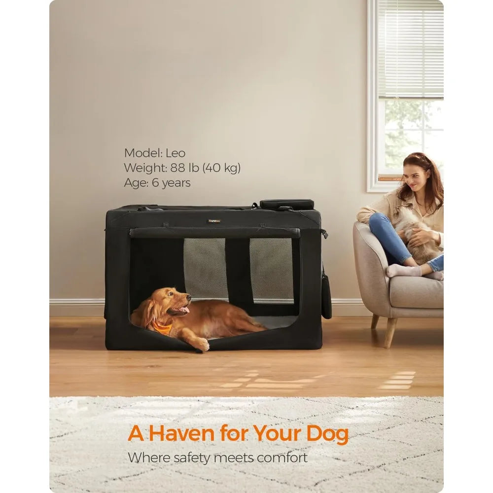 Collapsible Soft Dog Crate, Portable Travel Dog Carrier Kennel