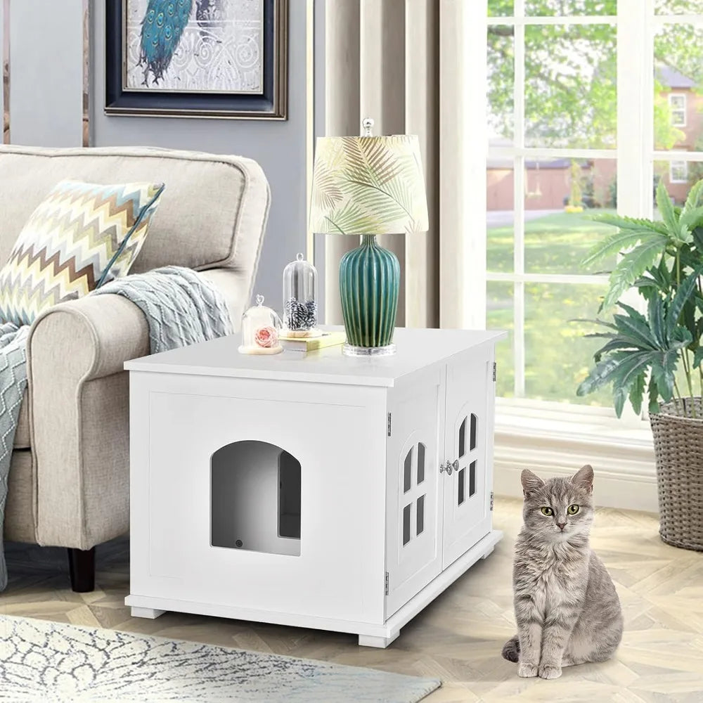 Cat Litter Box Enclosure, Nightstand Cat House Bench