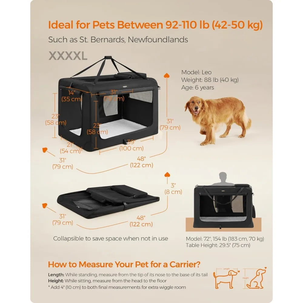 Collapsible Soft Dog Crate, Portable Travel Dog Carrier Kennel