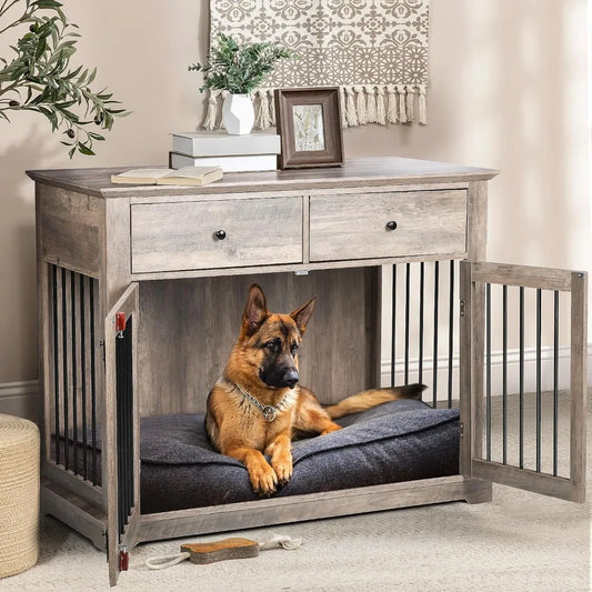 44 Inch Large Dogs Crate Furniture Wooden Dog Kennel End Table