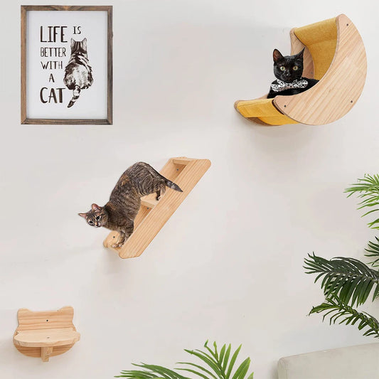 Cat Shelf Wall Hammock Climbing Shelves Moon Shaped Perches