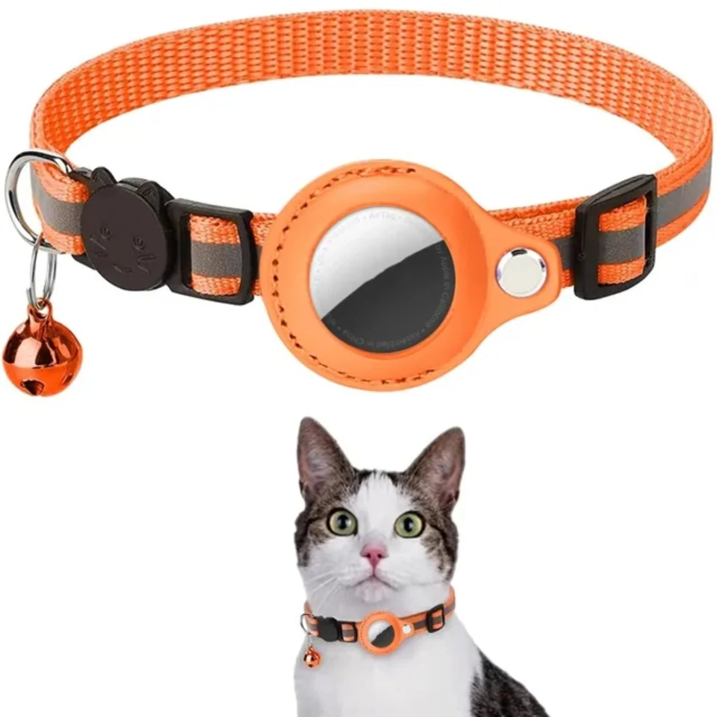 Airtag Case Cat Collar With Bell Reflective Nylon Dog GPS Tracker