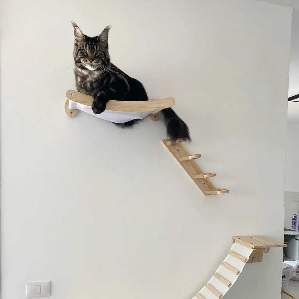 Cat Hammock and Stairway with Sisal Rope Wall Mounted Shelf