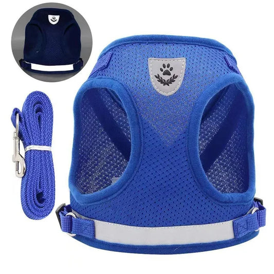 Mesh Cat/Dog Harness and Leash Set Escape Proof Adjustable Reflective