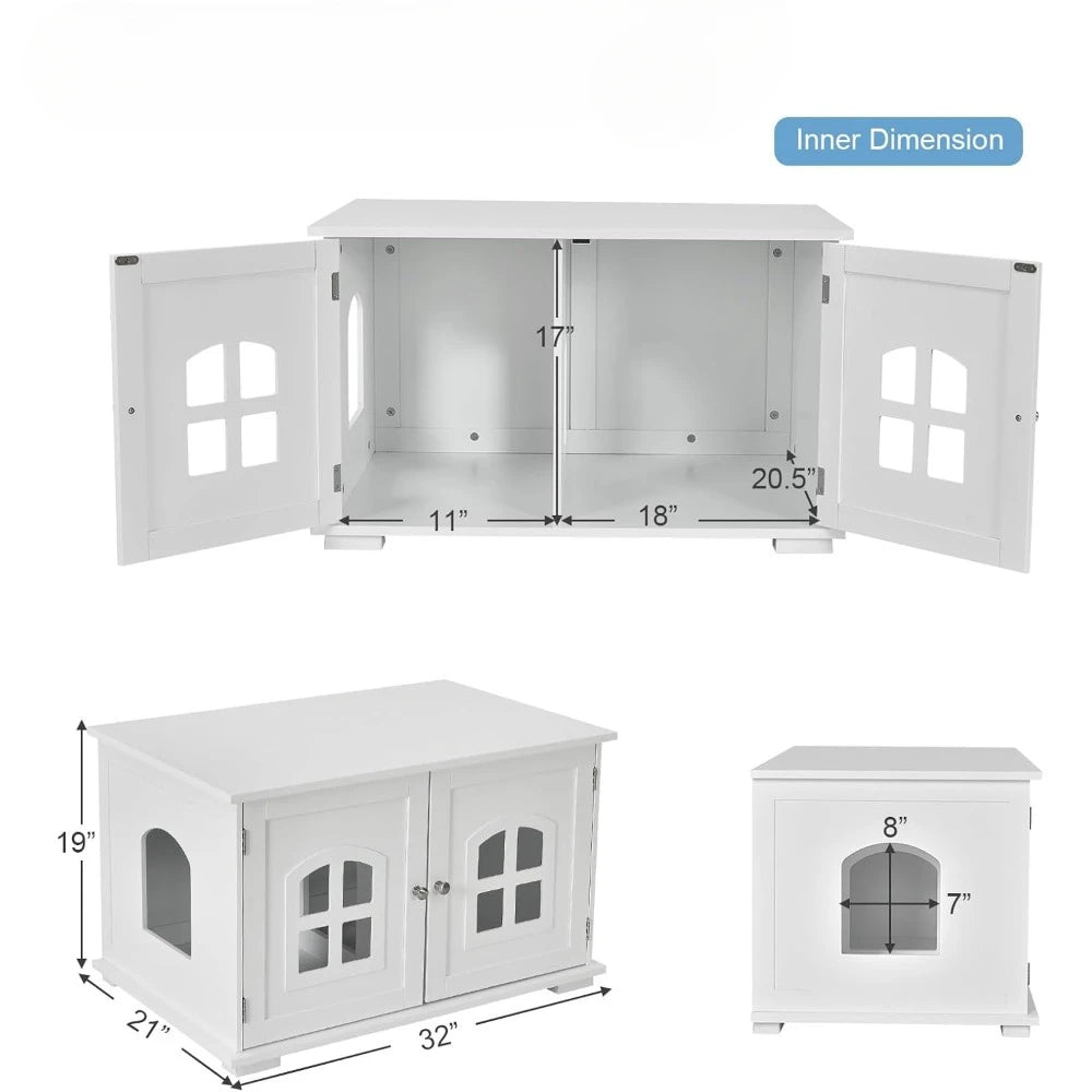 Cat Litter Box Enclosure, Nightstand Cat House Bench