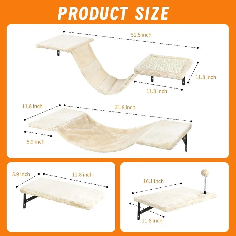 Wall-Mounted Cat Climber Set with Climbing Shelves 7 Pcs