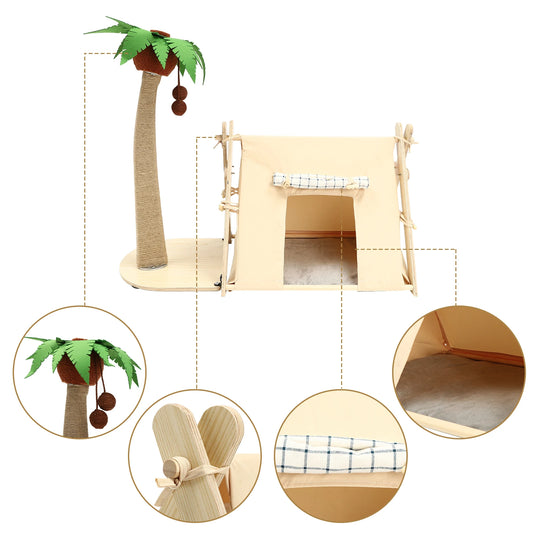 Coconut Tree Tent Cat Nest Scratching Easy Installation Pet House