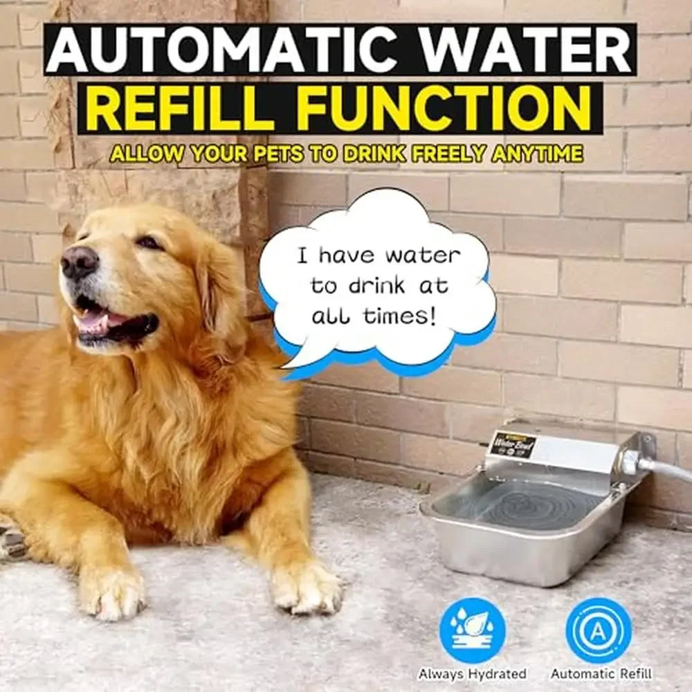 Stainless Steel Automatic Water Dispenser Bowl 88oz Dogs Livestock Outdoor Use