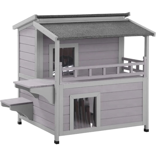 Outdoor Feral Cat House Weatherproof Shelter Wood